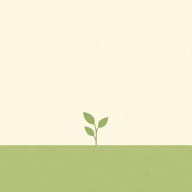 Illustration of a small seedling on a sage field