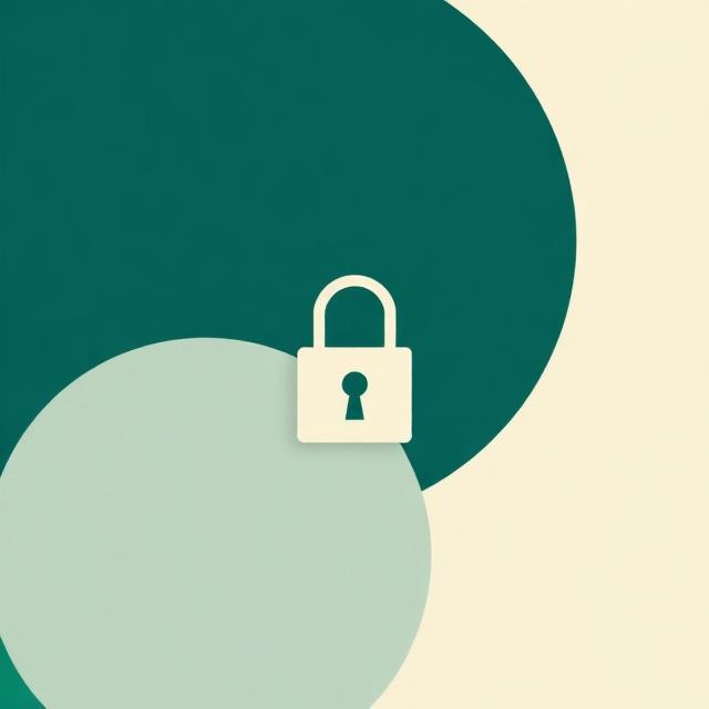 Illustration of a padlock over overlapping teal circles